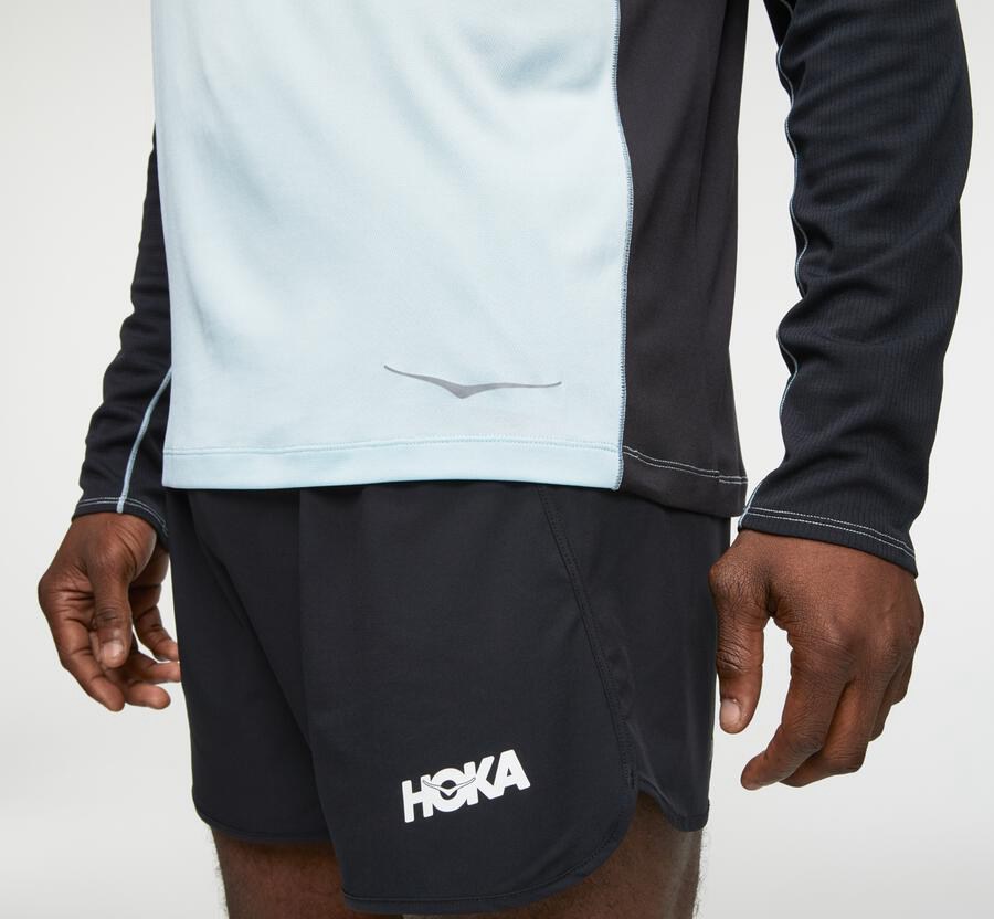 Hoka One One Tops Mens Blue/Black - Performance Long Sleeve - 14587YXKV